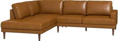 Harmony Tan Leather Sectional Sofa Left Facing Chaise