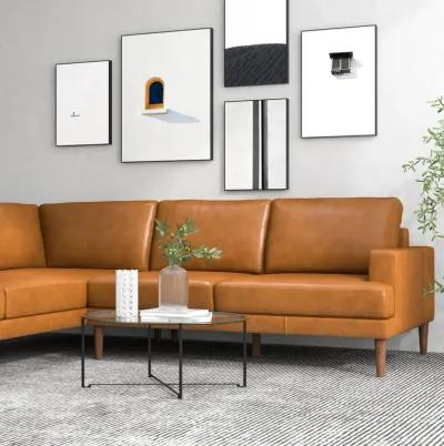 Harmony Tan Leather Sectional Sofa Left Facing Chaise