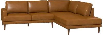 Harmony Tan Leather Sectional Sofa Right Facing Chaise