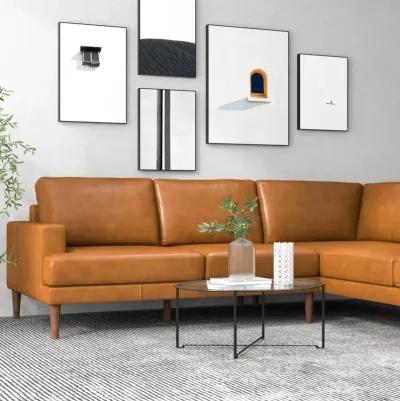 Harmony Tan Leather Sectional Sofa Right Facing Chaise