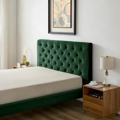 Ashley Queen Emerald Green Velvet Platform Bed