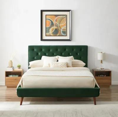 Ashley Queen Emerald Green Velvet Platform Bed