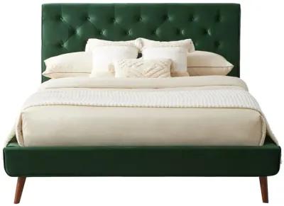 Ashley Queen Emerald Green Velvet Platform Bed