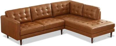 Lugano L-Shaped Genuine Leather Right-Facing Sectional Sofa Cognac