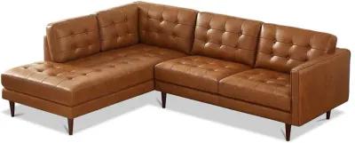 Lugano L-Shaped Genuine Leather Left-Facing Sectional Sofa Cognac