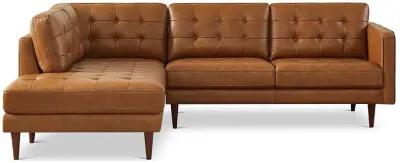 Lugano L-Shaped Genuine Leather Left-Facing Sectional Sofa Cognac