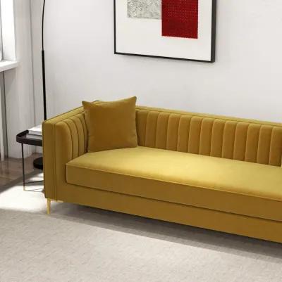 Kendra 91" Yellow Mustard Velvet Sofa