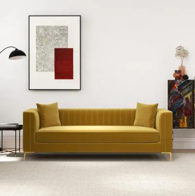 Kendra 91" Yellow Mustard Velvet Sofa