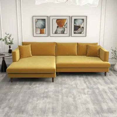 Delano Gold Velvet Sectional Sofa Left Facing Chaise