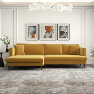 Delano Gold Velvet Sectional Sofa Left Facing Chaise