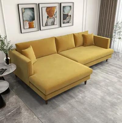 Delano Gold Velvet Sectional Sofa Left Facing Chaise