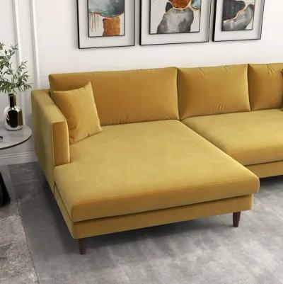 Delano Gold Velvet Sectional Sofa Left Facing Chaise