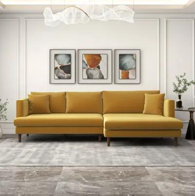 Delano Gold Velvet Sectional Sofa Right Facing Chaise