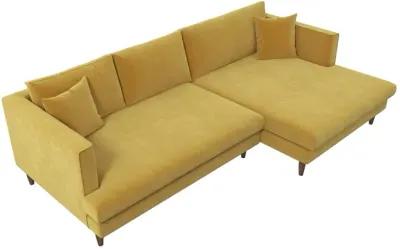 Delano Gold Velvet Sectional Sofa Right Facing Chaise