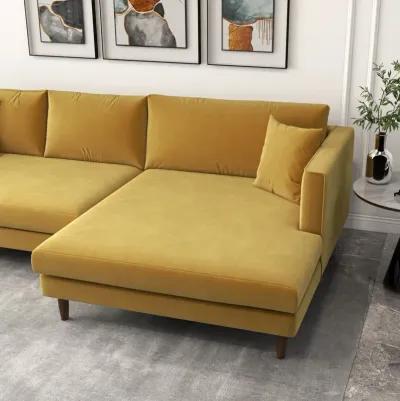 Delano Gold Velvet Sectional Sofa Right Facing Chaise