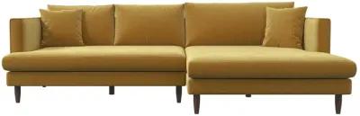 Delano Gold Velvet Sectional Sofa Right Facing Chaise