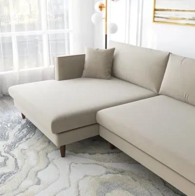 Delano Beige Velvet Sectional Sofa Left Facing Chaise