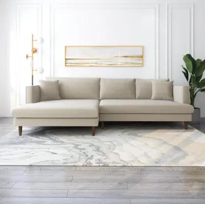 Delano Beige Velvet Sectional Sofa Left Facing Chaise