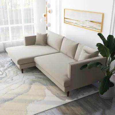 Delano Beige Velvet Sectional Sofa Left Facing Chaise