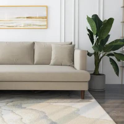 Delano Beige Velvet Sectional Sofa Left Facing Chaise