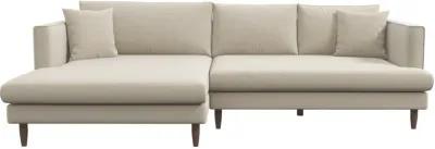 Delano Beige Velvet Sectional Sofa Left Facing Chaise