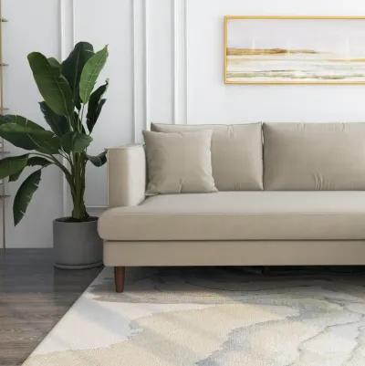 Delano Beige Velvet Sectional Sofa Right Facing Chaise