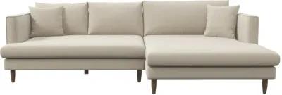 Delano Beige Velvet Sectional Sofa Right Facing Chaise