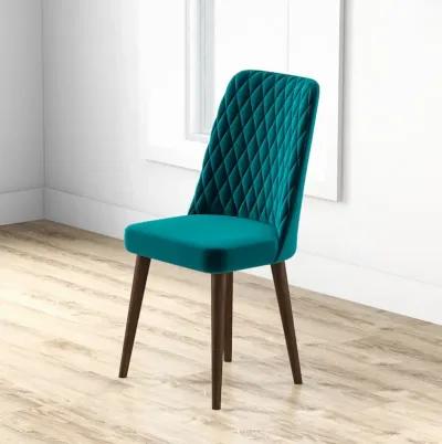 Evette Mid Century Modern Teal Dining Chair Set of 2