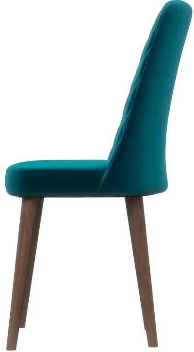 Evette Mid Century Modern Teal Dining Chair Set of 2