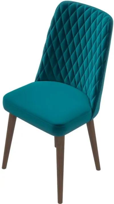 Evette Mid Century Modern Teal Dining Chair Set of 2