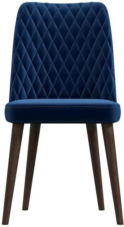 Evette Mid Century Modern Navy Blue Dining Chair Set of 2