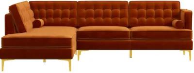 Caleb Burnt Orange Velvet Sectional Sofa Left Facing Chaise