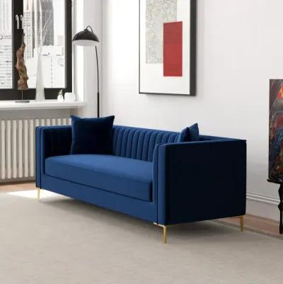 Kendra 91" Dark Blue Velvet Sofa