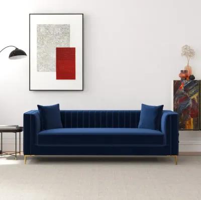 Kendra 91" Dark Blue Velvet Sofa