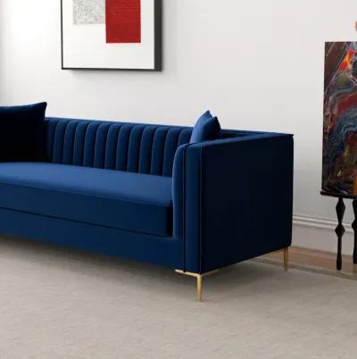 Kendra 91" Dark Blue Velvet Sofa