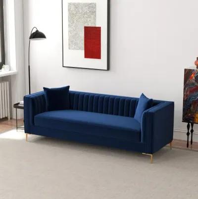 Kendra 91" Dark Blue Velvet Sofa