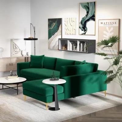 Milo Green Fabric Sectional Sofa Left Chaise