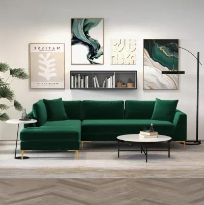 Milo Green Fabric Sectional Sofa Left Chaise