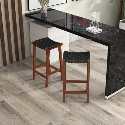 Andaman Black Leather Bar Stool