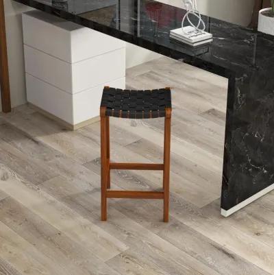 Andaman Black Leather Bar Stool