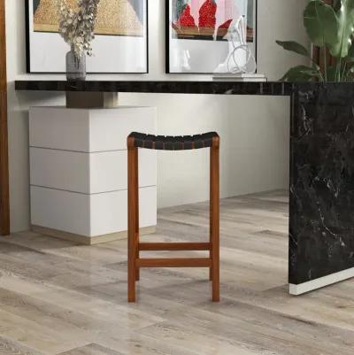 Andaman Black Leather Bar Stool