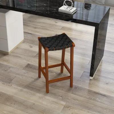 Andaman Black Leather Bar Stool