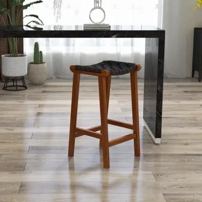 Andaman Black Leather Bar Stool