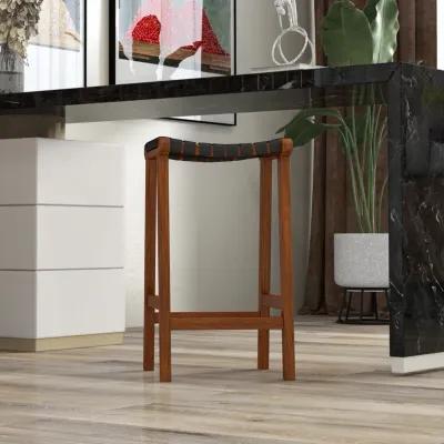 Andaman Black Leather Bar Stool