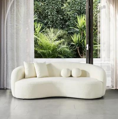 Blair Japandi White Curvy Boucle Sofa