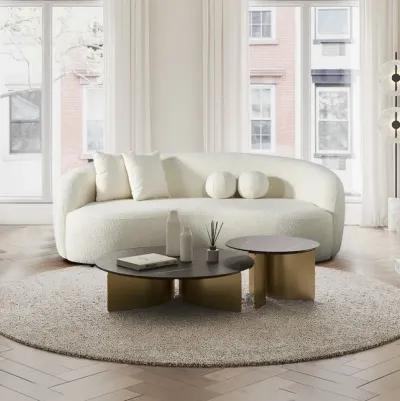 Blair Japandi White Curvy Boucle Sofa