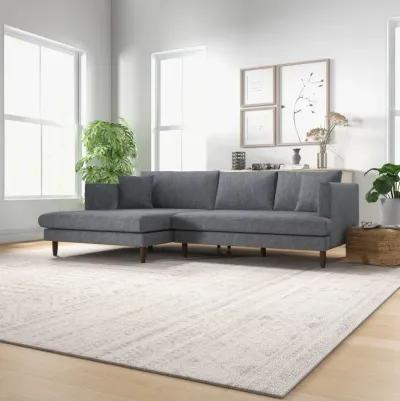 Delano Grey Linen Sectional Sofa Left Facing Chaise