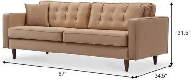 Oregon Beige Velvet Sofa