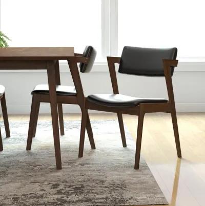 Ricco Dining Chair Black Leather Set of 2