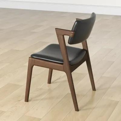 Ricco Dining Chair Black Leather Set of 2